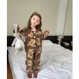 OUTLET 韓国子供服 かわいいクマ総柄フリースルームウェア | aimoha kids | 詳細画像3