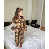 OUTLET 韓国子供服 かわいいクマ総柄フリースルームウェア | aimoha kids | 詳細画像5