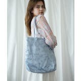 ブルー | 【HOOK】for girls リボン総柄フロッキー生地トートバッグ | HOOK