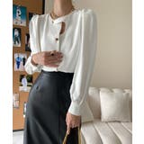ノーカラーフロントデザインブラウス 長袖シャツ 韓国ファッション | aimoha  | 詳細画像12 
