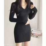 太リブニットVネックミニワンピース 韓国ファッション ニット | aimoha | 詳細画像13