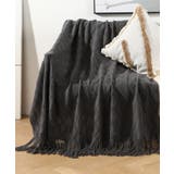 ダークグレー | 北欧編みフリンジソファーカバー／マルチカバー | aimoha 