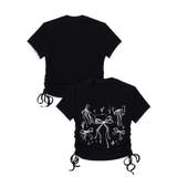 ブラック | 【HOOK】for girls 裾シャーリングリボンプリント半袖TEE | HOOK