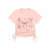 【HOOK】for girls 裾シャーリングリボンプリント半袖TEE | HOOK | 詳細画像4 