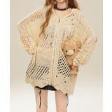 【HOOK】for girls 無地透かし編みニットジップパーカー | aimoha  | 詳細画像1 