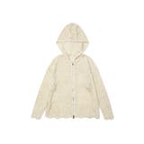 【HOOK】for girls 無地透かし編みニットジップパーカー | aimoha  | 詳細画像4 