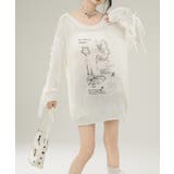 【HOOK】for girls バタフライプリント袖レースリボンライン透かしニッ… | HOOK | 詳細画像20 