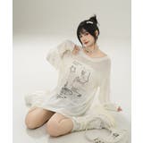 【HOOK】for girls バタフライプリント袖レースリボンライン透かしニッ… | HOOK | 詳細画像14 