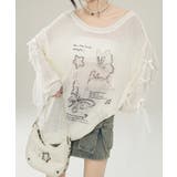 【HOOK】for girls バタフライプリント袖レースリボンライン透かしニッ… | HOOK | 詳細画像13 