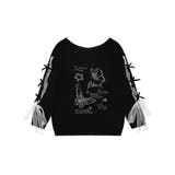 【HOOK】for girls バタフライプリント袖レースリボンライン透かしニッ… | HOOK | 詳細画像11 