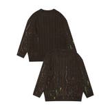 ブラウン | for girls ペイントプリントケーブル編みダメージニット | HOOK