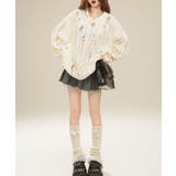 for girls ペイントプリントケーブル編みダメージニット | HOOK | 詳細画像21 