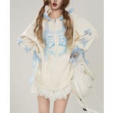 ベージュ | 【HOOK】for girls リボン編み上げジップパーカー | HOOK