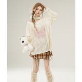 【HOOK】for girls バタフライプリントダメージ編み裾シャーリング透か… | HOOK | 詳細画像6 