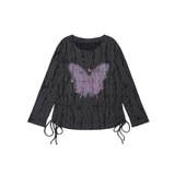 【HOOK】for girls バタフライプリントダメージ編み裾シャーリング透か… | HOOK | 詳細画像16 