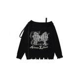 【HOOK】for girls オフショルダーリボン刺繍ニット | HOOK | 詳細画像7 