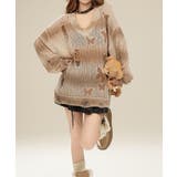 for girls ぼかしボーダー柄透かし編みニット | HOOK | 詳細画像13