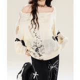 ベージュ | for girls ダメージデザインスプラッシュプリントニットトップス | HOOK