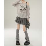 【HOOK】for girls リボンプリントオープンショルダーニットソー | HOOK | 詳細画像22 