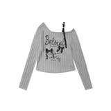 【HOOK】for girls リボンプリントオープンショルダーニットソー | HOOK | 詳細画像6 