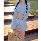 ブルー | BORA AURA 4点セット レースフリル体型カバー水着タンキニ | aimoha