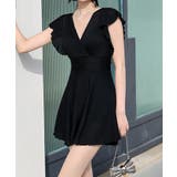 ブラック | BORA AURA ワッフルフリル体型カバーワンピース水着 | aimoha