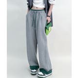 グレー | 配色アクセントカラーワイドパンツ | aimoha 