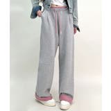 ライトグレー | 配色アクセントカラーワイドパンツ | aimoha 