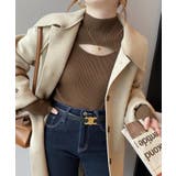 ニット デコルテ開きドッキングタートルネックニットトップス 韓国ファッション | aimoha | 詳細画像10