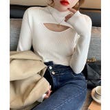 ニット デコルテ開きドッキングタートルネックニットトップス 韓国ファッション | aimoha | 詳細画像17