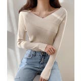 セクシーVネックニットトップス 韓国ファッション ワンピース | aimoha | 詳細画像4