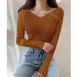 ブラウン | セクシーVネックニットトップス 韓国ファッション ワンピース | aimoha