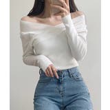 ホワイト | セクシーVネックニットトップス 韓国ファッション ワンピース | aimoha