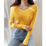 イエロー | セクシーVネックニットトップス 韓国ファッション ワンピース | aimoha