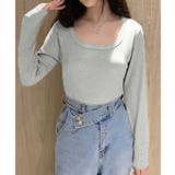 グレー | スクエアネックリブトップス | aimoha