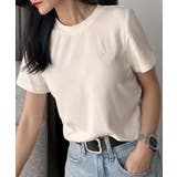 ホワイト | ハートポイントベーシックレーヨンTシャツ | aimoha 