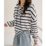 ボーダーフード付きトップス | aimoha  | 詳細画像2 