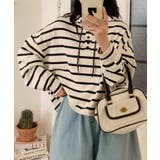 ボーダーフード付きトップス | aimoha  | 詳細画像3 