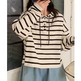 ボーダーフード付きトップス | aimoha  | 詳細画像4 