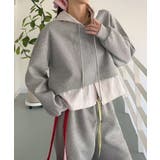 グレー | 【Banico】フリルヘム付きフードパーカー | aimoha 