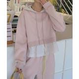 ピンク | 【Banico】フリルヘム付きフードパーカー | aimoha 