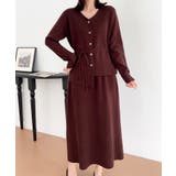 モカ | フェイクボタン付きトップスセットアップ | aimoha