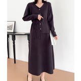 グレー | フェイクボタン付きトップスセットアップ | aimoha