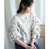 ベージュ | フリンジジャガードニット【AW】 | aimoha