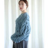 ブルー | フリンジジャガードニット【AW】 | aimoha