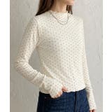 アイボリー | 【Jasmine】メロウフリルドット柄ハイネックトップス | aimoha