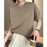 ベージュ | 【Banico】シンプルポケット付きTシャツ | aimoha 