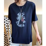 ネイビー | レトロイラストプリントTシャツ | aimoha