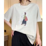 ライトグレー | レトロイラストプリントTシャツ | aimoha