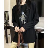 ブラック | イラストプリントロングスリーブTシャツ | aimoha 
